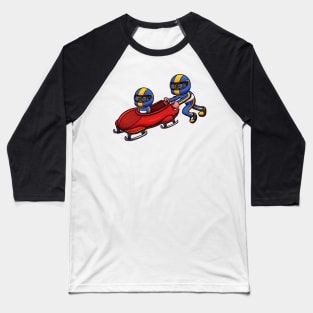 Boy And Girl With Bobsleigh Baseball T-Shirt